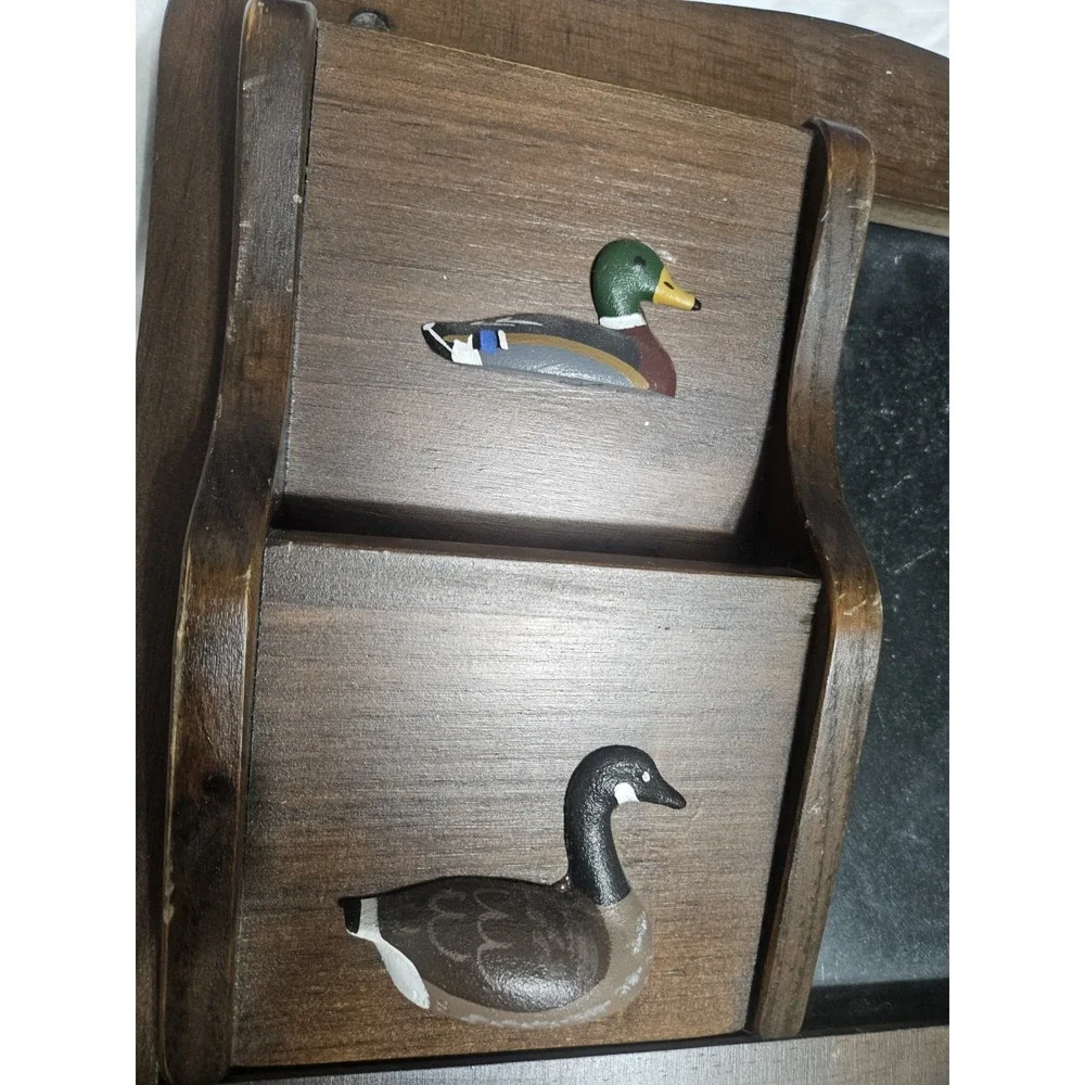 Vintage Duck WallMounted Framed Bulletin Board w/ Chalkboard, Notepad Holder Pen